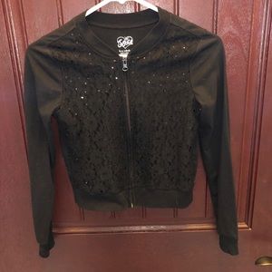 ❄️Justice zip up sequin jacket❄️
